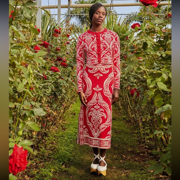 FARM Rio Red and White Patterned Cardigan NWT Size S - Picture 6 of 6